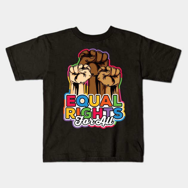 Equal Rights For All Peace Love Equality Diversity Kids T-Shirt by RadStar